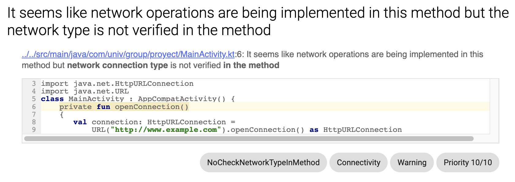 No Network type check instance within a report